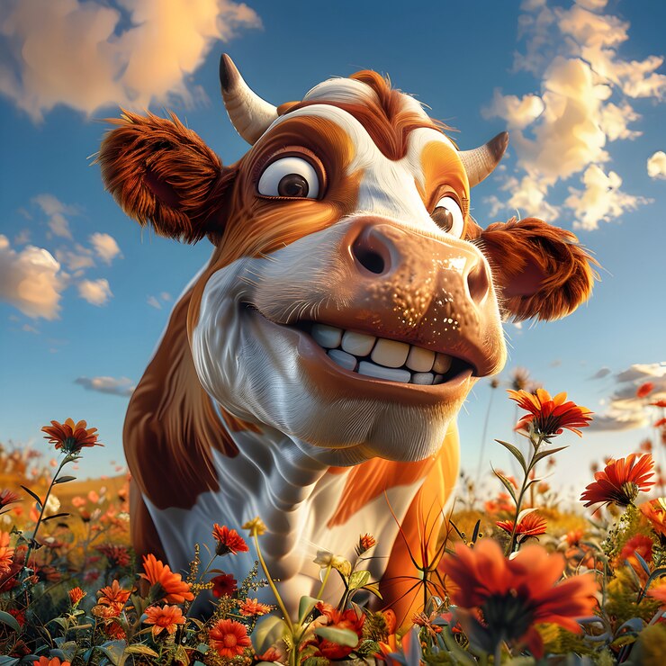 Foto gratuito illustrazione di mucche in cartone animato 3d