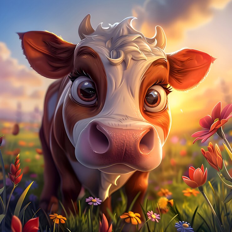 Foto gratuito illustrazione di mucche in cartone animato 3d