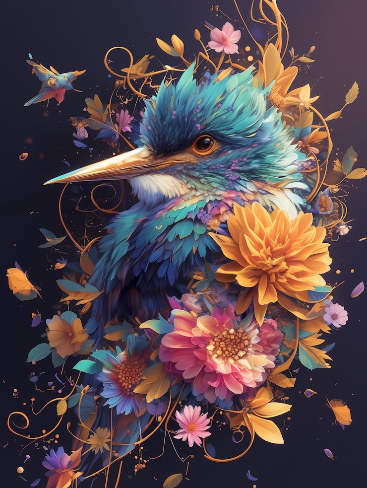 Foto gratuito illustrazione di uccelli fantastici