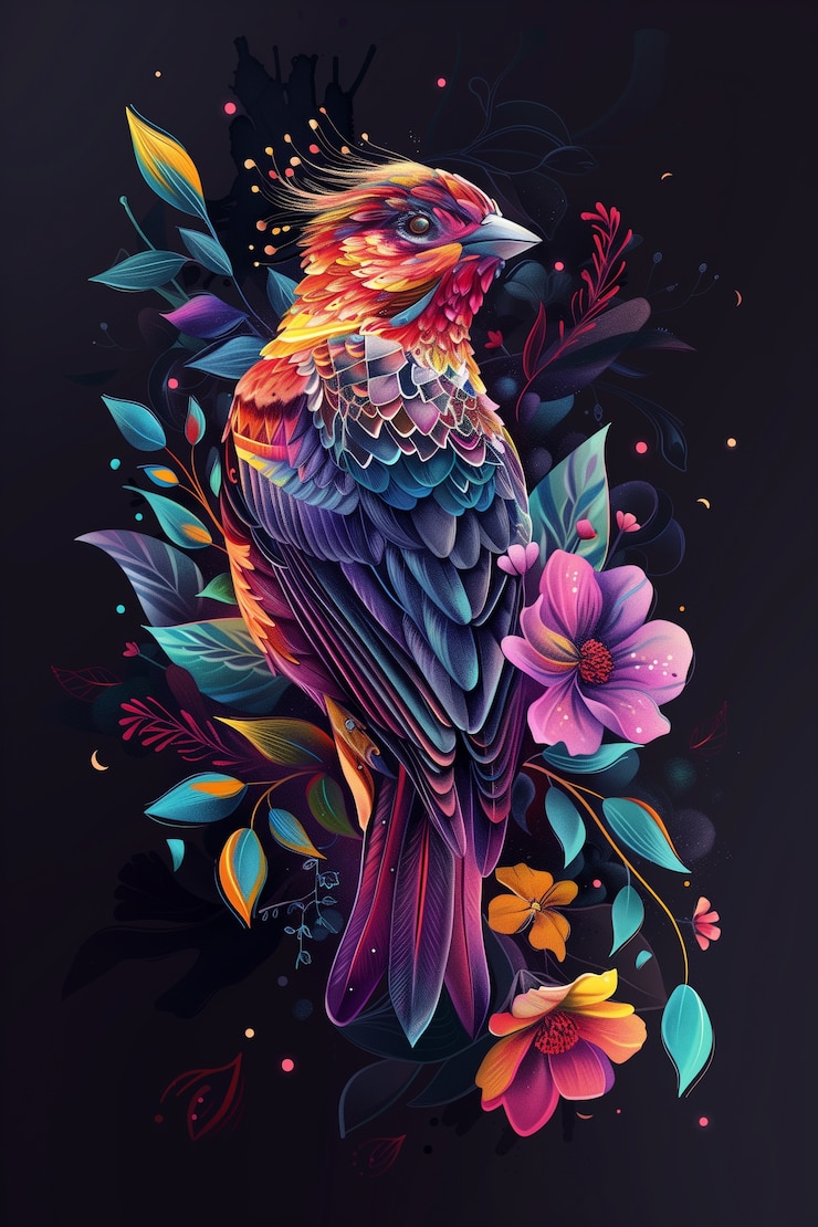 Foto gratuito illustrazione di uccelli fantastici