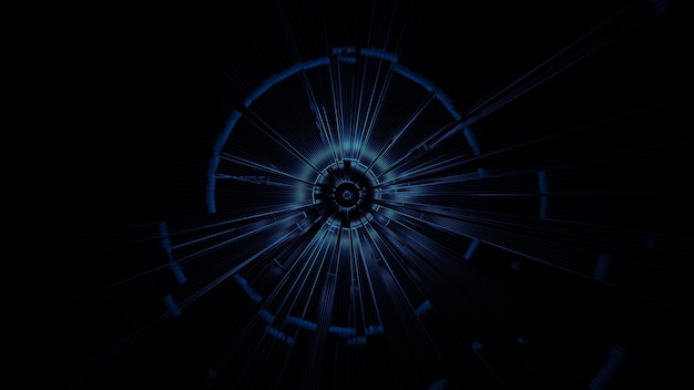 Illustrazione di un cerchio con effetti di luce al neon astratti - ottimo per uno sfondo futuristico