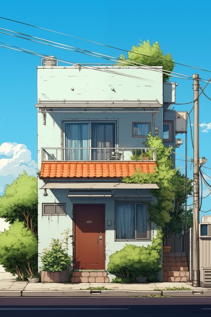 Illustrazione di una casa di campagna di anime