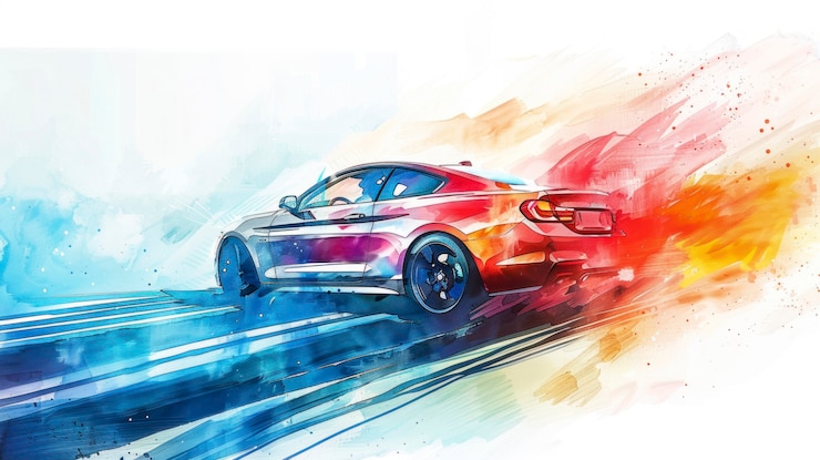 Foto gratuito illustrazione di una pittura ad acquerello per auto