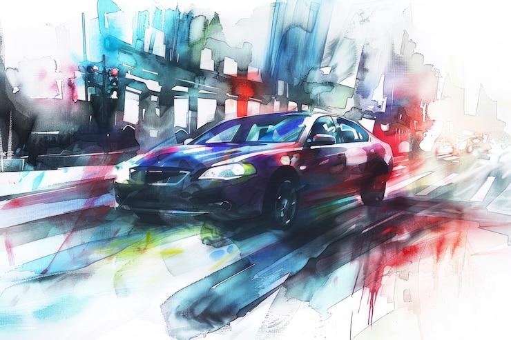 Foto gratuito illustrazione di una pittura ad acquerello per auto