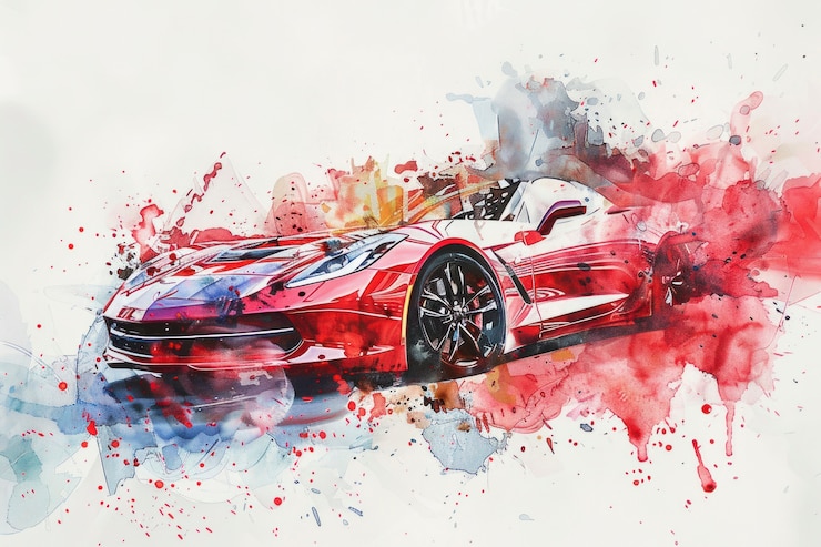 Foto gratuito illustrazione di una pittura ad acquerello per auto