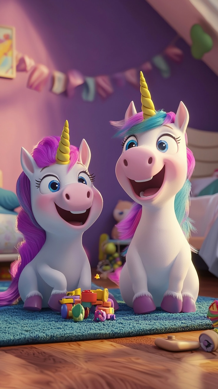 Foto gratuito illustrazione di unicorno 3d carina