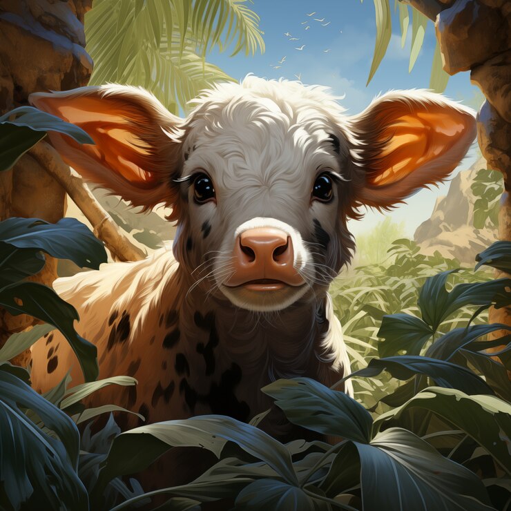 Foto gratuito illustrazione digitale di una mucca