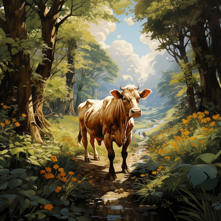 Foto gratuito illustrazione digitale di una mucca