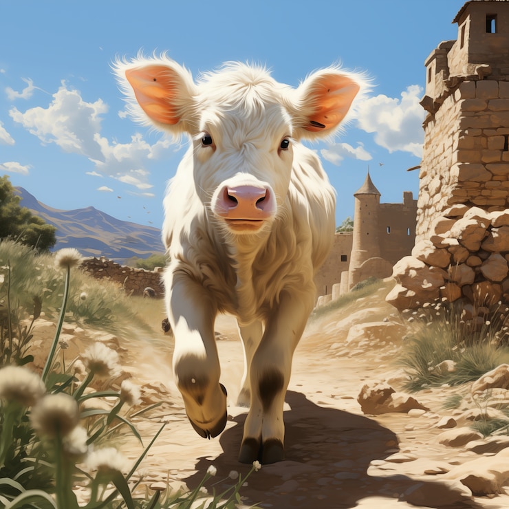 Foto gratuito illustrazione digitale di una mucca