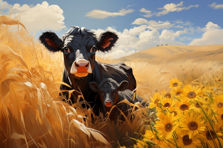 Foto gratuito illustrazione digitale di una mucca