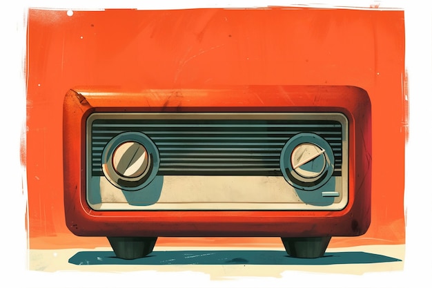 Illustrazione in stile arte digitale di un dispositivo radio retro