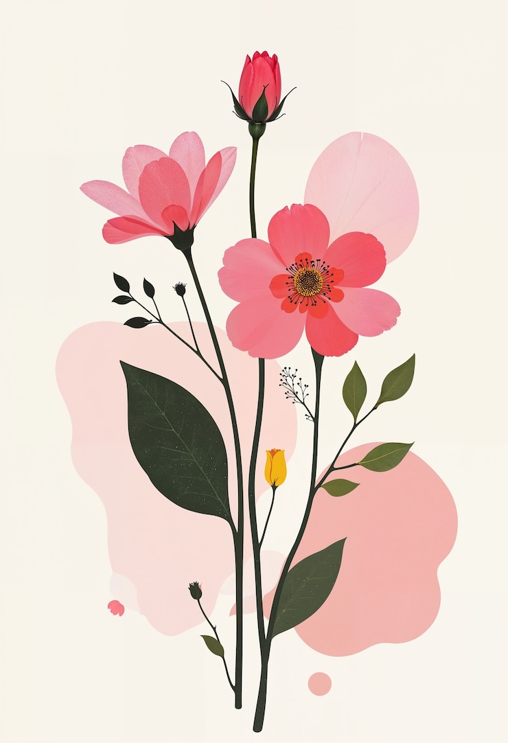 Foto gratuito illustrazione minimalista di fiori
