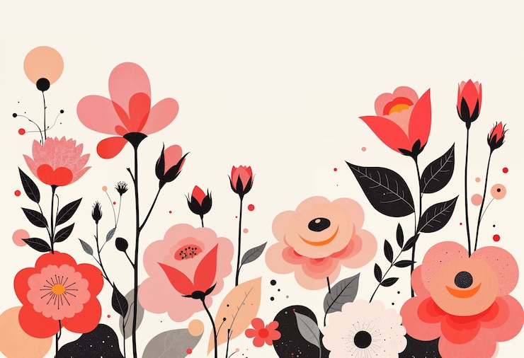 Foto gratuito illustrazione minimalista di fiori