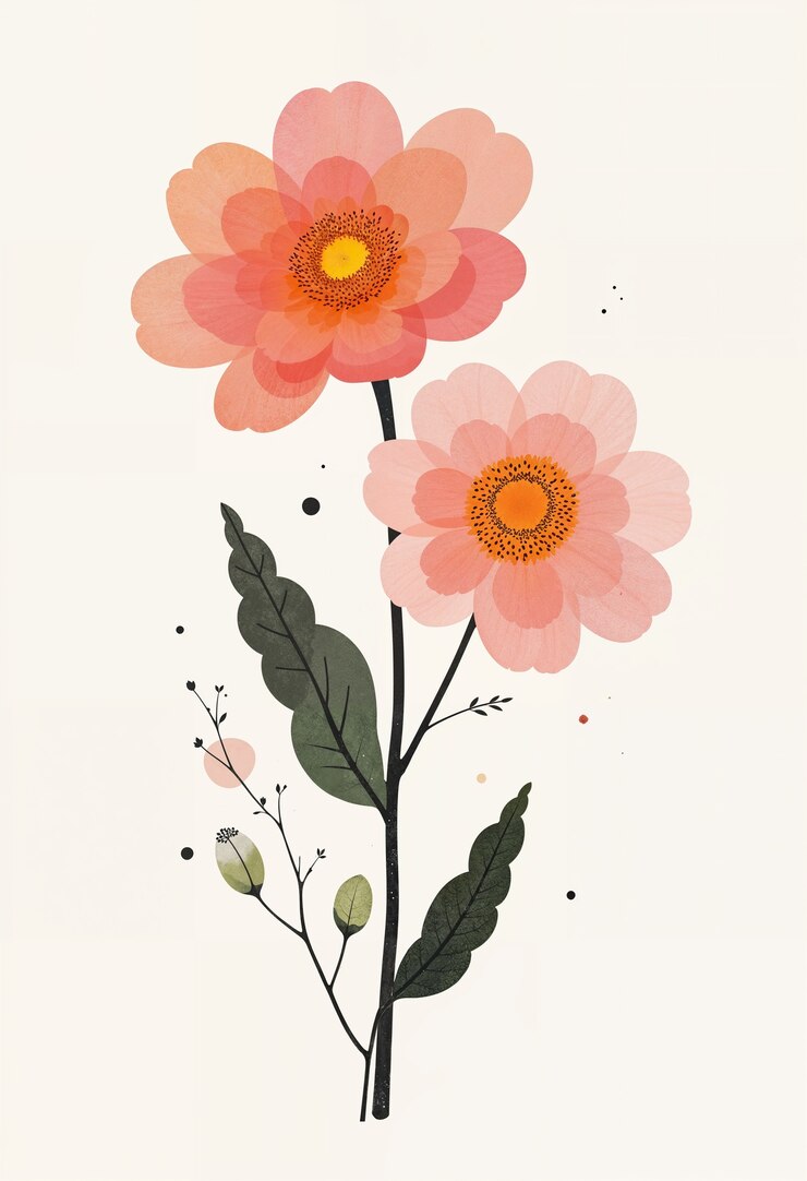 Foto gratuito illustrazione minimalista di fiori
