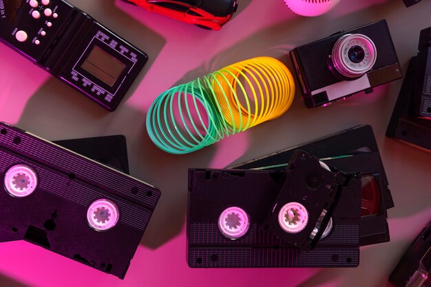 Imballaggio retrò vhs al chiuso