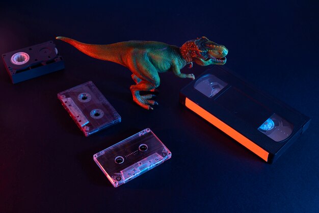 Imballaggio retrò vhs al chiuso