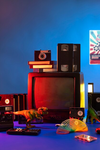 Imballaggio retrò vhs al chiuso