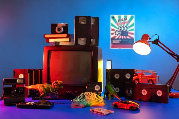 Imballaggio retrò vhs al chiuso