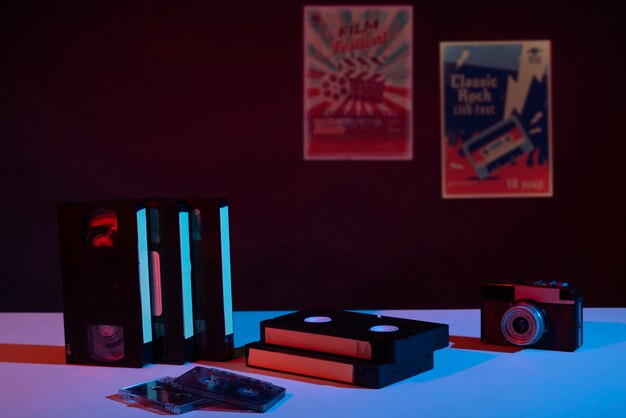 Imballaggio retrò vhs al chiuso