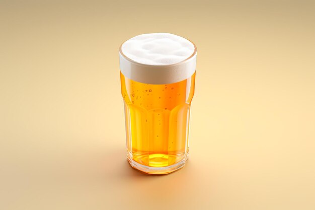 Immagine del bicchiere 3D di birra su sfondo chiaro