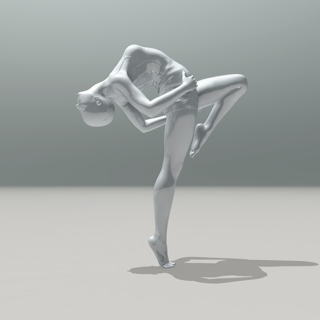 Immagine di arte moderna 3D con figura femminile in posa di danza