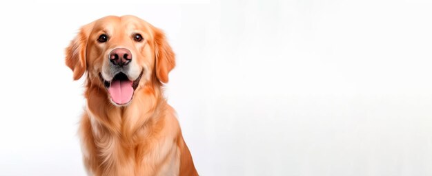 Immagine di golden retriever su striscione a sfondo bianco