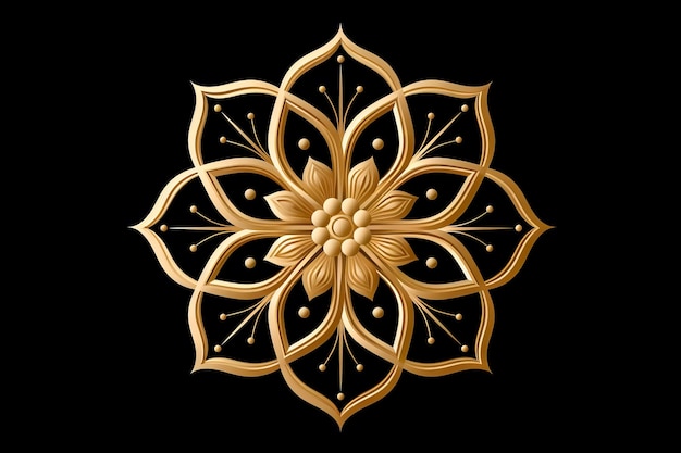 Immagine di un mandala 3D dorato su sfondo nero