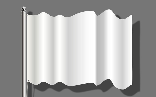 Immagine di una bandiera bianca realistica su sfondo grigio