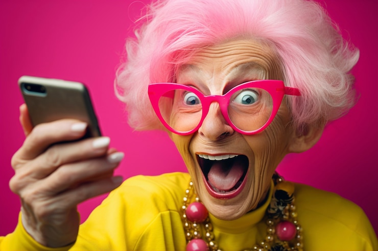 Foto gratuito immagine divertente con una donna anziana