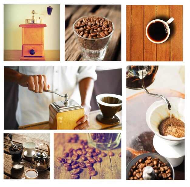 Immagini di tazze di caffè disposti in una scatola