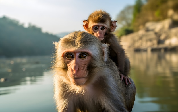 Immagini ravvicinate di scimmie in natura