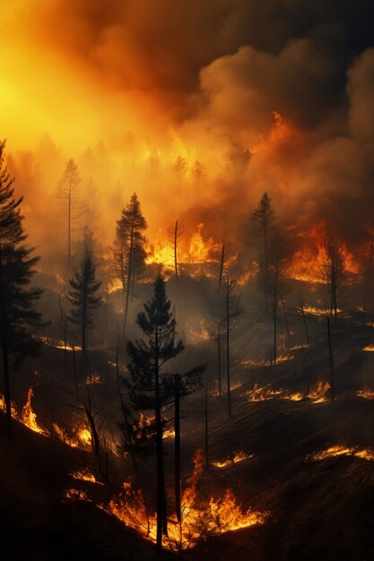 Incendi selvatici che devastano la natura