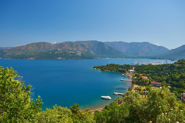 Incredibile vista dall'alto sul resort Marmaris Turchia vicino al Mar Mediterraneo