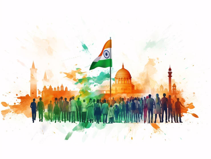 Foto gratuito india celebrazione della giornata della repubblica arte digitale con la gente