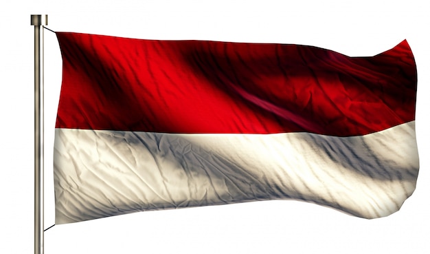 Indonesia Monaco Bandiera Nazionale Isolato 3D Sfondo Bianco