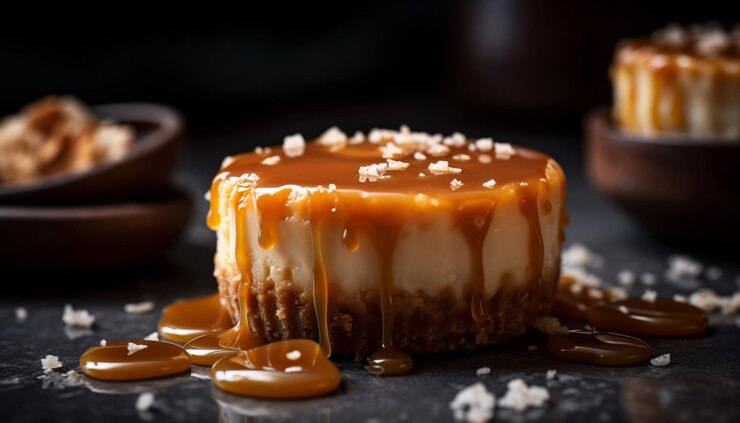 Foto gratuito indulgente caramello che si scioglie su cioccolato fondente cotto generato dall'intelligenza artificiale