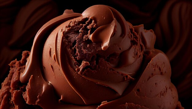 Indulgente dessert al cioccolato fondente con topping cremoso montato AI generativo