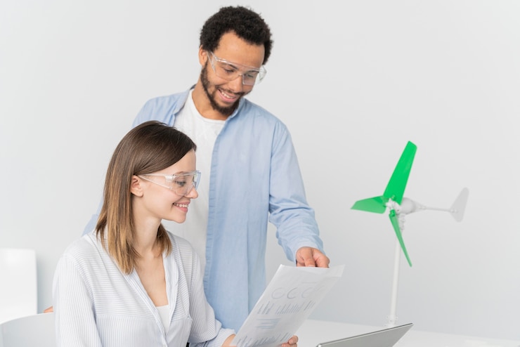 Foto gratuito ingegneri che lavorano su innovazioni energetiche