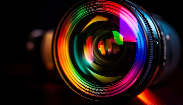 Foto gratuito ingrandisci l'estratto del cerchio di vetro colorato generato dall'intelligenza artificiale