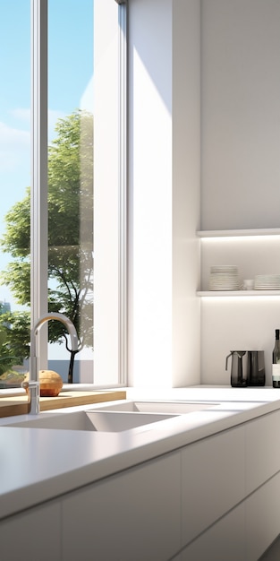 Interior design minimalista della cucina