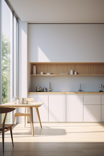 Interior design minimalista della cucina