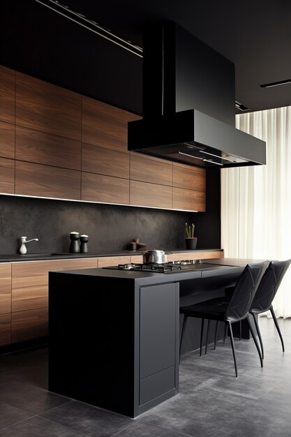 Interior design minimalista della cucina