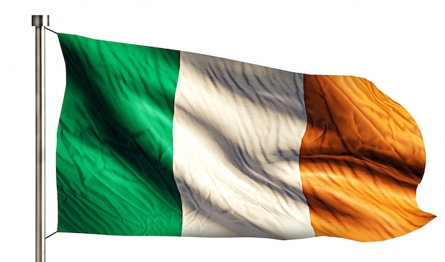 Irlanda Bandiera Nazionale Isolato 3D Sfondo Bianco