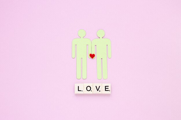 Iscrizione di amore con l&#39;icona di coppia gay