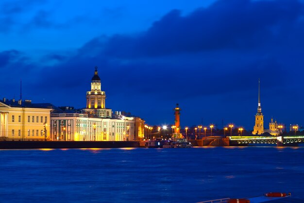 Isola di Vasilyevsky durante la notte