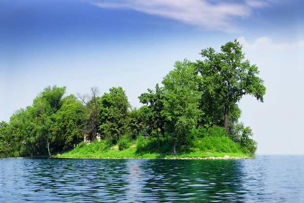 isola verde con alberi