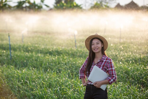 Ispezione della qualità dei giardini aromatici da parte degli agricoltori