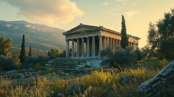 Foto gratuito l'architettura dei templi dell'antica civiltà greca