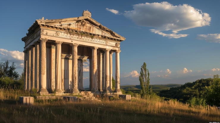 Foto gratuito l'architettura dei templi dell'antica civiltà greca