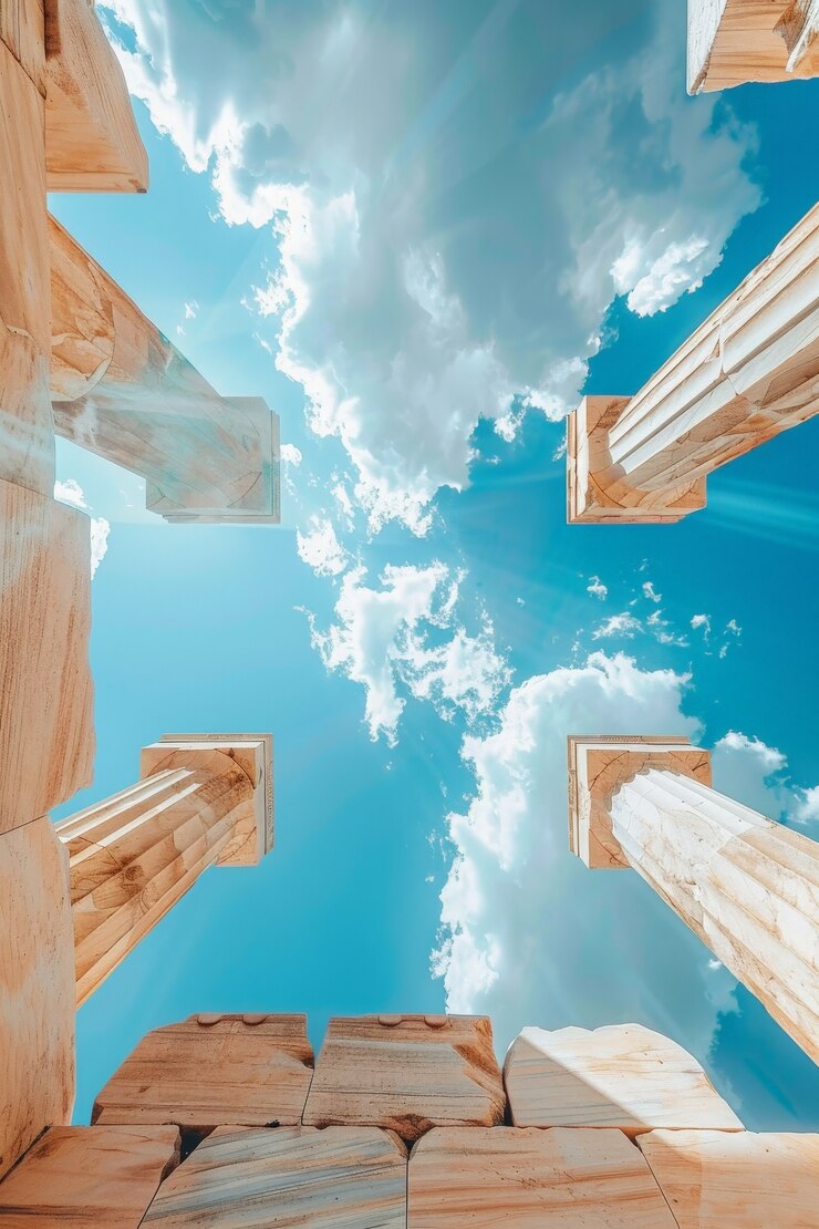 Foto gratuito l'architettura dei templi dell'antica civiltà greca